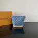 Louis Vuitton Denim Bucket Bag With Monogram Pattern And Gold Chain Accent  #A53368