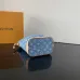 Louis Vuitton Denim Bucket Bag With Monogram Pattern And Gold Chain Accent  #A53368
