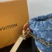 Louis Vuitton Denim Bucket Bag With Monogram Pattern And Gold Chain Accent  #A53368