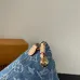 Louis Vuitton Denim Bucket Bag With Monogram Pattern And Gold Chain Accent  #A53368