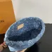 Louis Vuitton Denim Bucket Bag With Monogram Pattern And Gold Chain Accent  #A53368