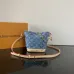 Louis Vuitton Denim Bucket Bag With Monogram Pattern And Gold Chain Accent  #A53368