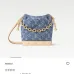 Louis Vuitton Denim Bucket Bag With Monogram Pattern And Gold Chain Accent  #A53368