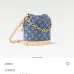 Louis Vuitton Denim Bucket Bag With Monogram Pattern And Gold Chain Accent  #A53368