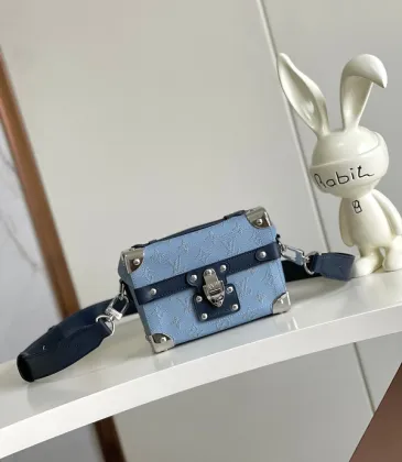 Louis Vuitton Light Blue Monogram Embossed Trunk Bag with Navy Accents size:19×15×7cm #A54125