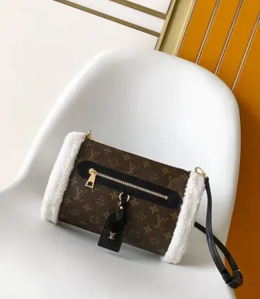 Louis Vuitton Teddy Mitt Handbag (M26853) - Monogram Shearling, Detachable Strap, 27×24×19cm #A60002