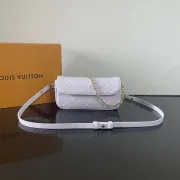 Louis Vuitton White Embossed Monogram Crossbody Bag With Chain Strap And Adjustable Belt size:23×12×4cm #A54325