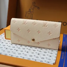 LV M60531 Monogram Empreinte Long Wallet - Cream Pink #A60910 LV M60531 Monogram Empreinte Long Wallet - Cream Pink #A60910