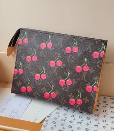 Louis Vuitton M14372 Cherry-Print Pouch - Monogram Canvas with Glossy Zipper & Washable Lining #A59491 Louis Vuitton M14372 Cherry-Print Pouch - Monogram Canvas with Glossy Zipper & Washable Lining #A59491