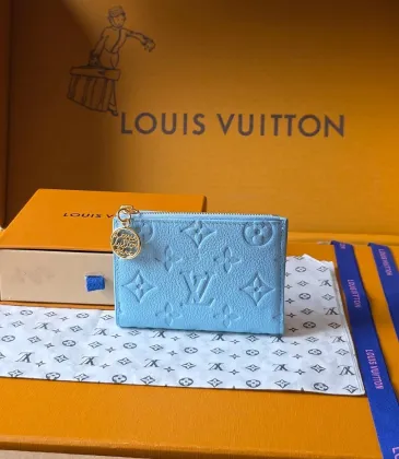 Brand L M27488 Lisa Light Blue Empreinte Leather Compact Zip Card Wallet #A66004