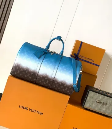 Brand L M28227 Keepall 50 Blue Gradient Monogram Canvas Bandouliere Travel Duffle Bag #A66007