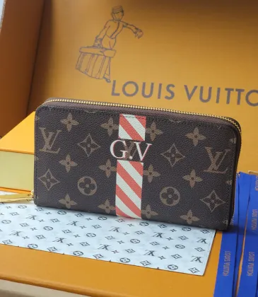 Louis Vuitton Monogram Canvas Zippy Wallet With Striped Accent and GV Initials size:10.5×2.5×19.5cm #A53916