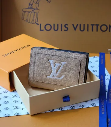 Louis Vuitton Beige Leather Wallet With Prominent LV Monogram And Textured Finish #A50895