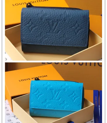 Louis Vuitton Two - Tone Empreinte Leather Wallets In Blue Shades With Signature Monogram #A50900