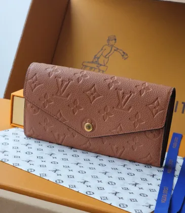 Louis Vuitton Brown Empreinte Leather Envelope Wallet With Signature Monogram And Gold Button #A50898