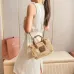 Miu Miu Woven Rattan Handbag With Leather Trim And Brand Plaque #A50907