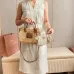 Miu Miu Woven Rattan Handbag With Leather Trim And Brand Plaque #A50907