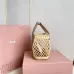 Miu Miu Woven Rattan Handbag With Leather Trim And Brand Plaque #A50907