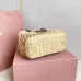 Miu Miu Woven Rattan Handbag With Leather Trim And Brand Plaque #A50907