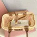 Miu Miu Woven Rattan Handbag With Leather Trim And Brand Plaque #A50907