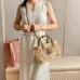 Miu Miu Woven Rattan Handbag With Leather Trim And Brand Plaque #A50907