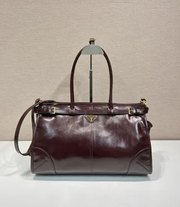 Prada Burgundy Leather Handbag With Signature Logo And Timeless Design #A50984