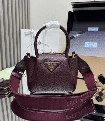 Prada 1BA362 Mini Leather Shoulder Bag - Burgundy Textured Top Version with Detachable Strap #A59502 Prada 1BA362 Mini Leather Shoulder Bag - Burgundy Textured Top Version with Detachable Strap #A59502