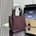 Prada BG335 2025 New Bucket Tote Bag - Burgundy Leather Large Version with Metal Logo #A59496