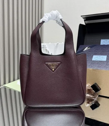 Prada BG335 2025 New Bucket Tote Bag - Burgundy Leather Large Version with Metal Logo #A59496 Prada BG335 2025 New Bucket Tote Bag - Burgundy Leather Large Version with Metal Logo #A59496