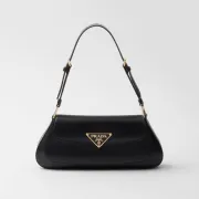 Prada Black Leather Triangle Logo Shoulder Bag: A Symbol of Modern Luxury and Style #A49968