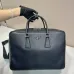 Prada Men's Black Pebbled Leather Briefcase with Signature Logo and Versatile Strap #A50985