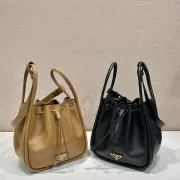 Prada Leather Bucket Bags: Tan and Black Styles for Effortless Sophistication in Daily Looks #A49964