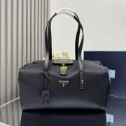 Prada Black Nylon Top - Handle Bag With Gold - Tone Hardware: Blend of Function and Luxury #A49966