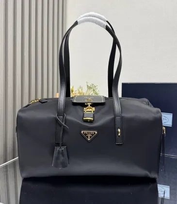 Prada Black Nylon Top - Handle Bag With Gold - Tone Hardware: Blend of Function and Luxury #A49966