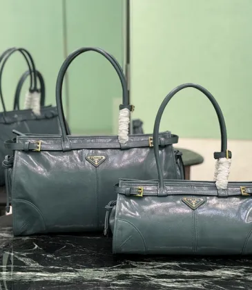 Prada Leather Handbag Collection In Rich Green With Signature Details #A51643