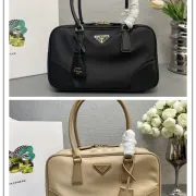 Prada Nylon Top - Handle Bags: Black & Beige Styles for Timeless Elegance and Versatility #A49965