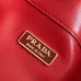 Prada Re-Edition Bucket Bag (4 Colors) – Red/Black/White/Brown Fabric with Gold-Tone Chain &amp; Triangle Logo #A59177