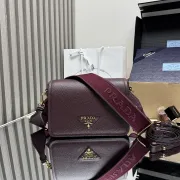 Prada 1BD314 Versatile Leather Crossbody Bag - Burgundy Top Version with Adjustable Logo Straps #A59497 Prada 1BD314 Versatile Leather Crossbody Bag - Burgundy Top Version with Adjustable Logo Straps #A59497