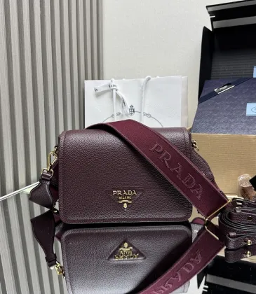 Prada 1BD314 Versatile Leather Crossbody Bag - Burgundy Top Version with Adjustable Logo Straps #A59497 Prada 1BD314 Versatile Leather Crossbody Bag - Burgundy Top Version with Adjustable Logo Straps #A59497