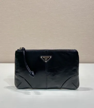 Elegant Black Prada Leather Clutch With Iconic Logo For Timeless Fashion Looks #A49962