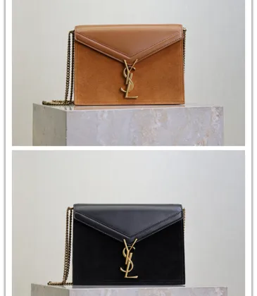 SAINT LAURENT Cassandra Envelope Crossbody Bag Set – Tan Leather-Suede & Black Velvet with Gold YSL Logo (Detachable Chain Strap) #A58773 SAINT LAURENT Cassandra Envelope Crossbody Bag Set – Tan Leather-Suede & Black Velvet with Gold YSL Logo (Detachable Chain Strap) #A58773