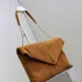 SAINT LAURENT Cassandra Large Envelope Shoulder Bag – Tan Suede with Gold YSL Logo (Detachable Chain Strap) #A58782