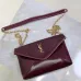 SAINT LAURENT Cassandre Envelope Chain Pouch – Hot Wine Lambskin Leather with Gold YSL Logo #A58760