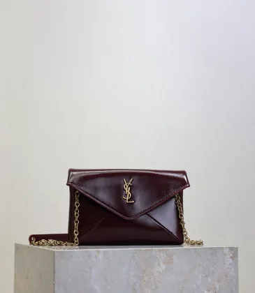 SAINT LAURENT Cassandre Envelope Chain Pouch – Hot Wine Lambskin Leather with Gold YSL Logo #A58760 SAINT LAURENT Cassandre Envelope Chain Pouch – Hot Wine Lambskin Leather with Gold YSL Logo #A58760