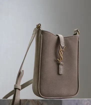 SAINT LAURENT Le 5 à 7 Small Bucket Bag – Taupe Suede Leather with Gold YSL Logo (Adjustable Crossbody Strap) #A58767 SAINT LAURENT Le 5 à 7 Small Bucket Bag – Taupe Suede Leather with Gold YSL Logo (Adjustable Crossbody Strap) #A58767