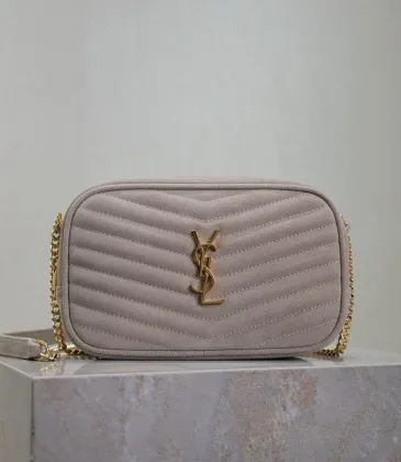 SAINT LAURENT Lou Camera Crossbody Bag – Dusty Beige Suede with Diagonal Quilt & Gold YSL Logo (Chain Strap) #A58771 SAINT LAURENT Lou Camera Crossbody Bag – Dusty Beige Suede with Diagonal Quilt & Gold YSL Logo (Chain Strap) #A58771