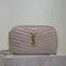 SAINT LAURENT Lou Camera Crossbody Bag – Dusty Beige Suede with Diagonal Quilt &amp; Gold YSL Logo (Chain Strap) #A58771