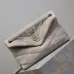 SAINT LAURENT Loulou Medium Shoulder Bag – Light Beige Suede with Chevron Quilt &amp; Gold YSL Logo (Convertible Chain Strap) #A58772