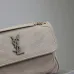 SAINT LAURENT Loulou Medium Shoulder Bag – Light Beige Suede with Chevron Quilt &amp; Tone-On-Tone YSL Logo (Convertible Chain Strap) #A58775