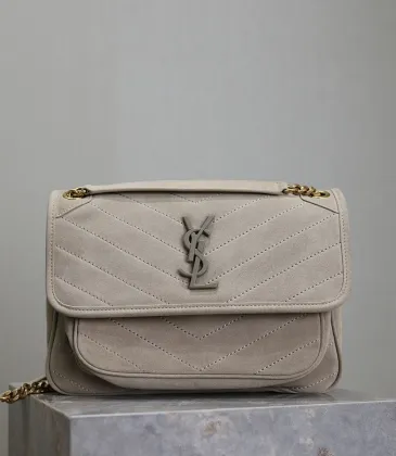 SAINT LAURENT Loulou Medium Shoulder Bag – Light Beige Suede with Chevron Quilt & Tone-On-Tone YSL Logo (Convertible Chain Strap) #A58775 SAINT LAURENT Loulou Medium Shoulder Bag – Light Beige Suede with Chevron Quilt & Tone-On-Tone YSL Logo (Convertible Chain Strap) #A58775
